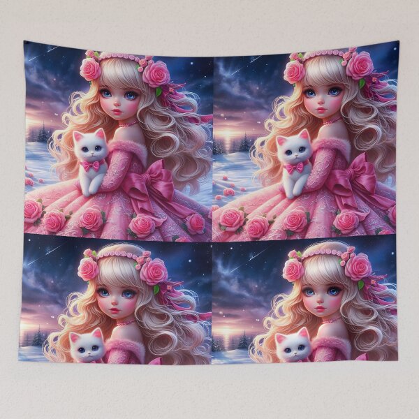 Item preview, Winter Princess and Her Kitten – Pink Rose Magic designed and sold by EmeraldeaArt.