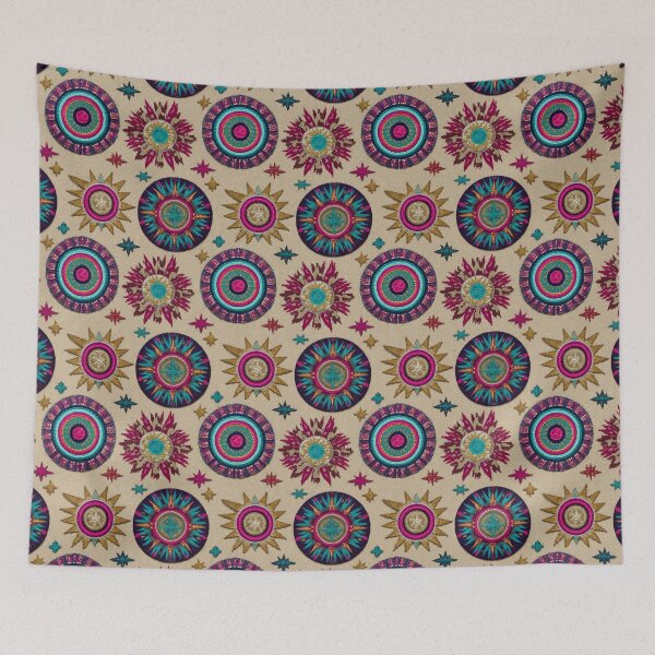 Item preview, Radiant Rosette Mandalas on Cream Background designed and sold by Moisky Patterns.