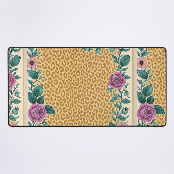 Item preview, Floral Leopard Print Pattern with Vintage Roses designed and sold by weirdfishes123.
