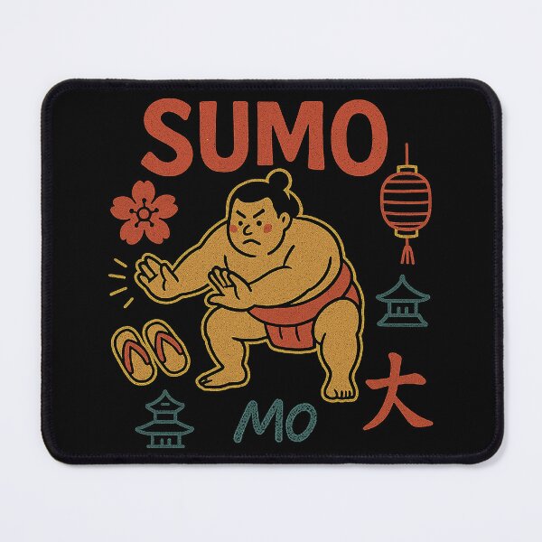 Item preview, Retro Sumo Wrestler Stance with Japanese Cultural Icons designed and sold by zzz888.