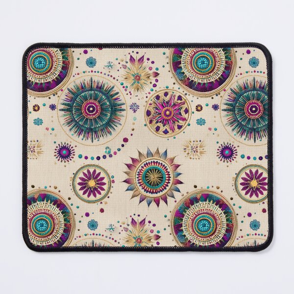 Item preview, Solar Mandalas with Beaded Detail on Cream designed and sold by Moisky Patterns.