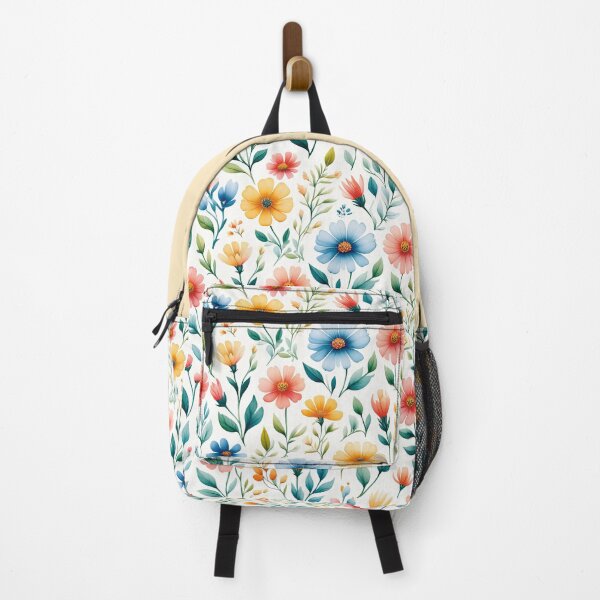 Item preview, Cheerful watercolor floral pattern scattered flowers colorful blossom design delicate sea of flowers pattern floral design lively blossom pattern with leaves colorful nature design designed and sold by Connys Colorful World.