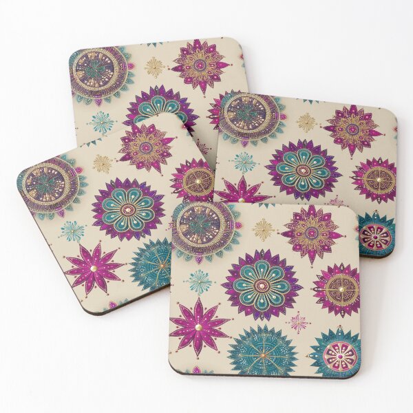 Item preview, Ornamental Starflowers in Fuchsia and Teal designed and sold by Moisky Patterns.