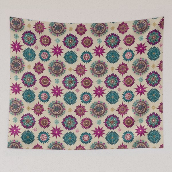 Item preview, Ornamental Starflowers in Fuchsia and Teal designed and sold by Moisky Patterns.