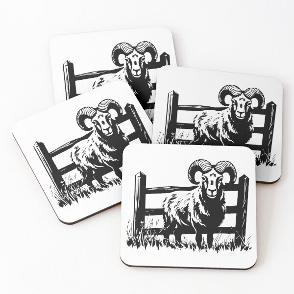 Item preview, Ram Big Horn Sheep Head Rural Farm Ranch Fence Wildlife  designed and sold by inkoutninja.
