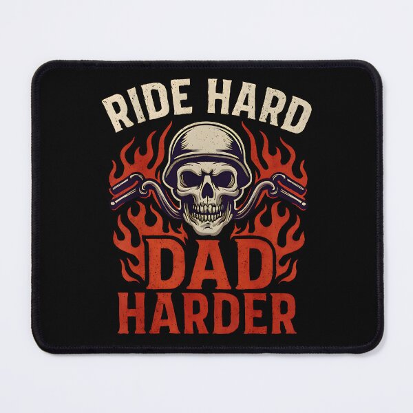 Item preview, Ride Hard Dad Harder - Skull and Flames Biker Dad Gift Design designed and sold by Red Fox Design.