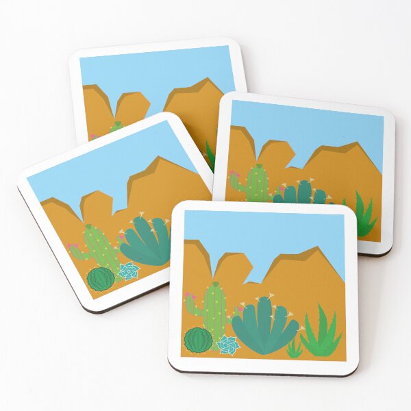 Item preview, Desert landscape with cacti of different types and mountains behind designed and sold by Martapp.