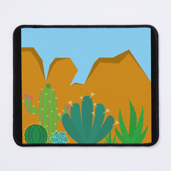 Item preview, Desert landscape with cacti of different types and mountains behind designed and sold by Sock Garden.