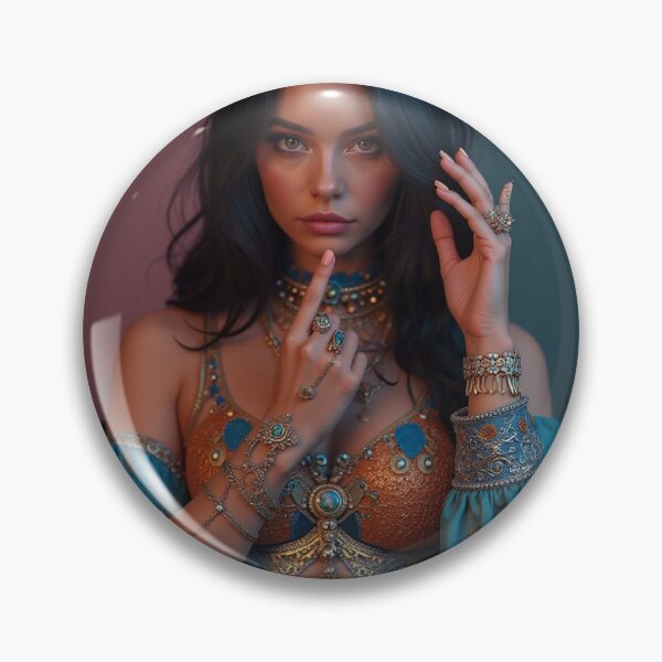 Item preview, Futuristic Elegance: Hyperrealistic portrait of a woman with ornate, colorful clothing designed and sold by FotoworldEdel.