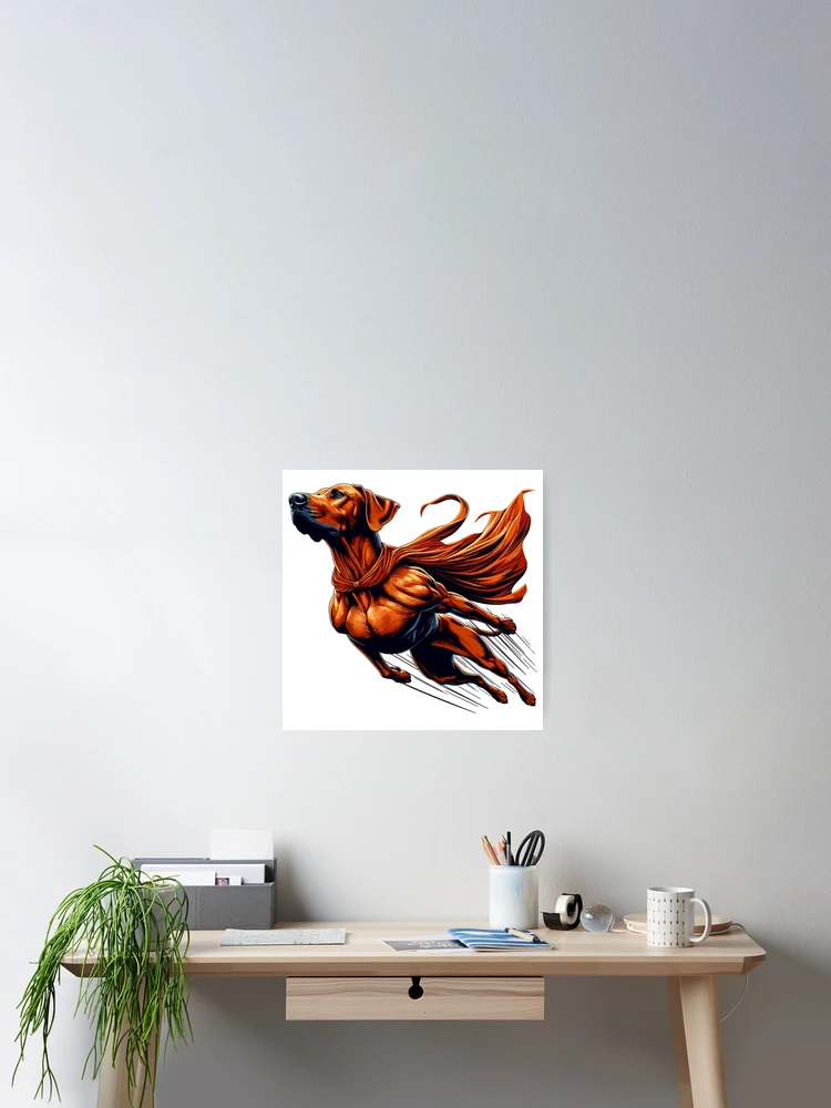 Thumbnail 2 of 3, Poster, Super Dog Rhodesian Ridgeback RR Ridgie Gift designed and sold by Pineapple-Tree.
