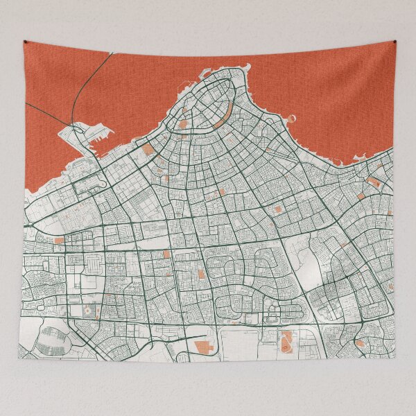 Item preview, Kuwait City Map - Bohemian designed and sold by deMAP.