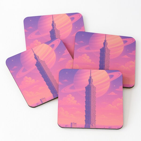 Item preview, Taipei 101 Taiwan Surreal Vaporwave Skyline designed and sold by Patternicity.