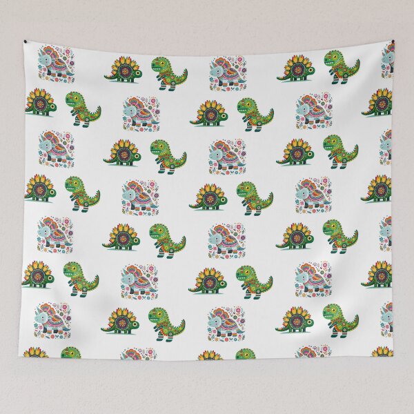 Item preview, Triceratops Stegosaurus T-Rex Dinosaurs STICKER/MAGNET PACK - Scandinavian Folk Art by heidiannemorris © designed and sold by FOLK ART FUSION by heidiannemorris.