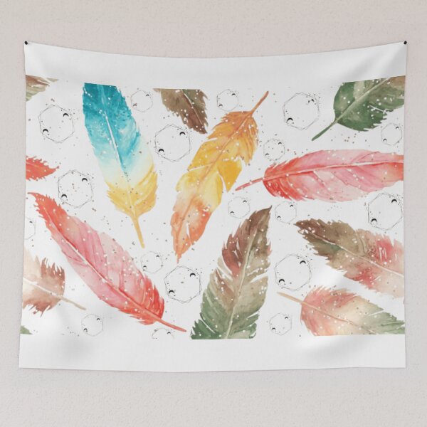 Item preview, Boho Watercolor Feather Pattern with Mystical Moon Symbols designed and sold by SMHaven93.