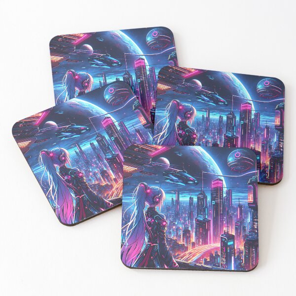 Item preview, Anime girl looking at a futuristic city in neon light designed and sold by Ultimate-Rabbit.