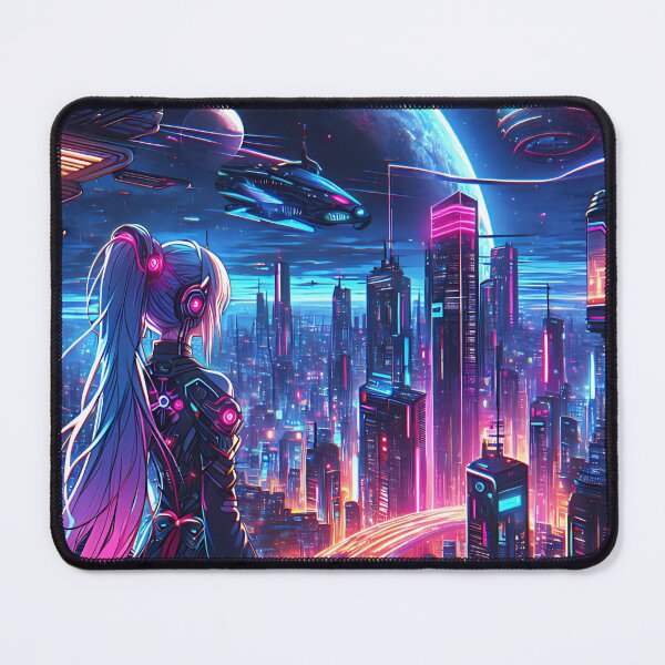 Item preview, Anime girl looking at a futuristic city in neon light designed and sold by Ultimate-Rabbit.