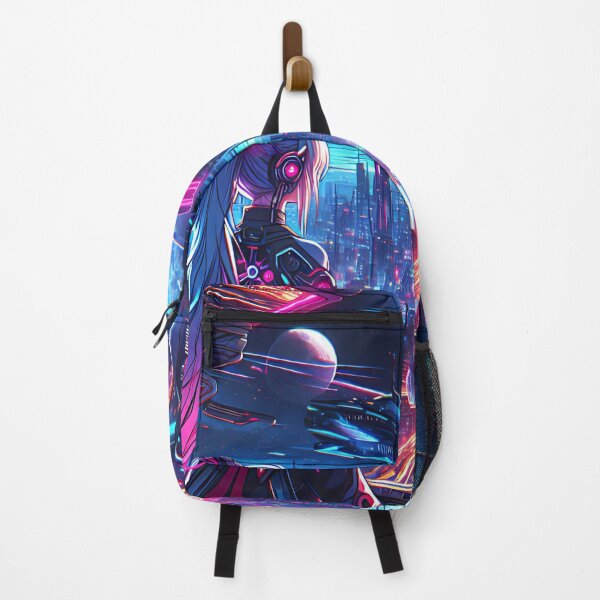 Item preview, Anime girl looking at a futuristic city in neon light designed and sold by Ultimate-Rabbit.