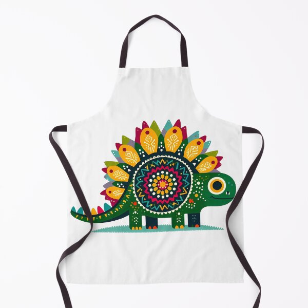 Item preview, Cute Stegosaurus with Flowers - Scandinavian Folk Art by heidiannemorris © designed and sold by FOLK ART FUSION by heidiannemorris.