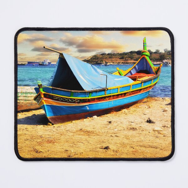 Item preview, Maltese Luzzu on Shore in Marsaxlokk at Sunset designed and sold by TheArtistOf2022.