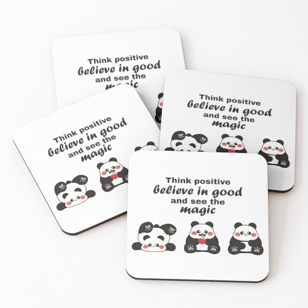 Item preview, Think Positive Panda Trio – Believe, Smile & See the Magic designed and sold by Tulip Creators .