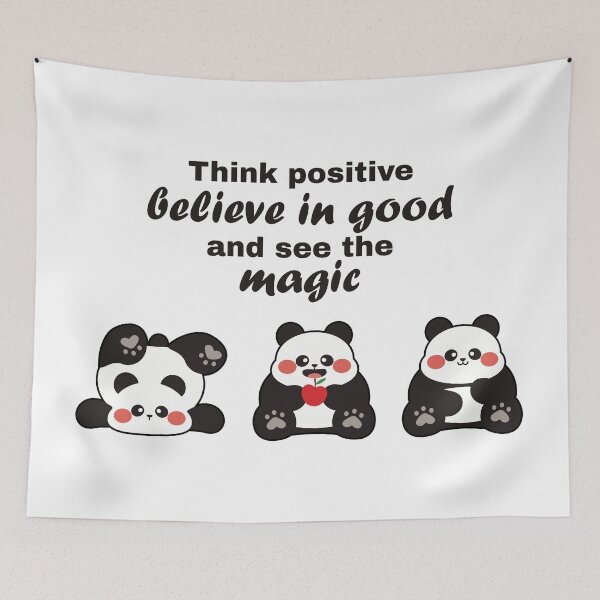 Item preview, Think Positive Panda Trio – Believe, Smile & See the Magic designed and sold by Tulip Creators .