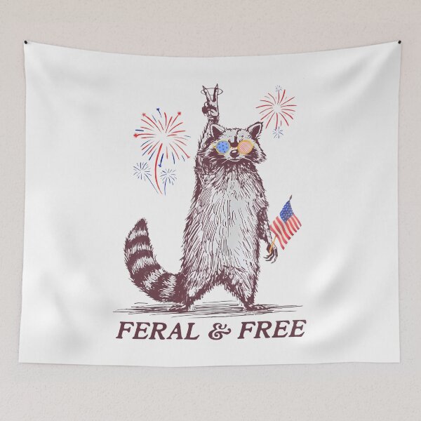 Item preview, Feral & Free Funny Patriotic Racoon Feral And Free 4th July designed and sold by chung2525.