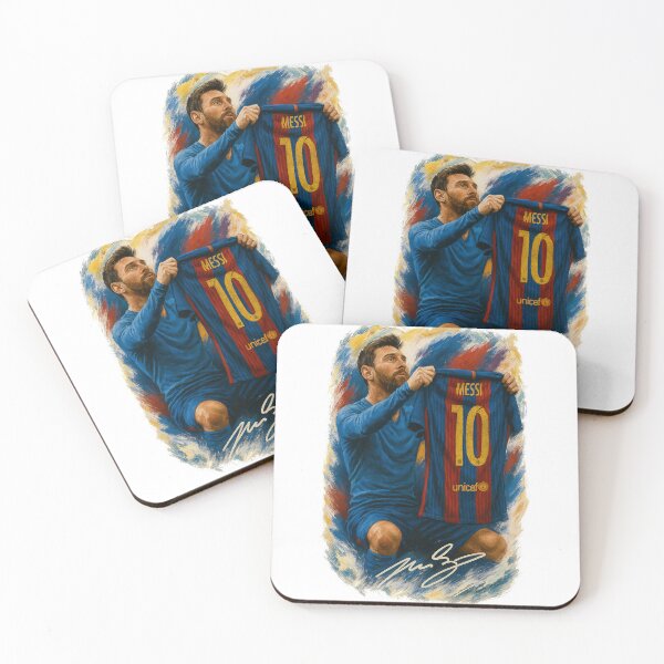 Item preview, Messi Shirt Celebration Poster – Iconic FC Barcelona Number 10 Artwork designed and sold by VintageVibes Co..