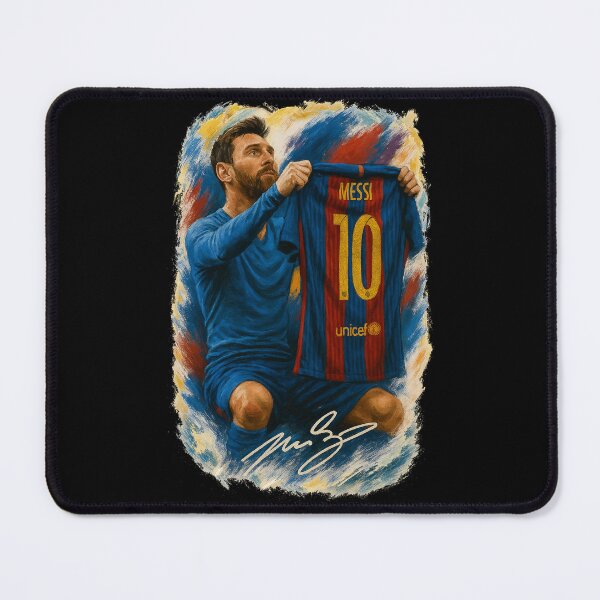 Item preview, Messi Shirt Celebration Poster – Iconic FC Barcelona Number 10 Artwork designed and sold by VintageVibes Co..