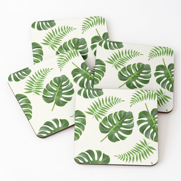 Artikelvorschau, Minimalistisches tropisches Monstera- und Palmblattmuster – Moderne botanische Dschungelkunst entworfen und verkauft von JustMerry.