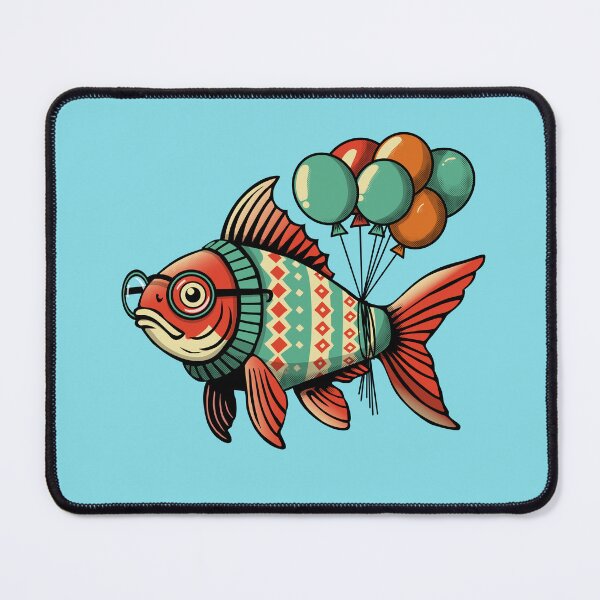 Item preview, Fish Out of Water – Quirky Retro Balloon Fish Illustration, Funny Gift for Dreamers & Outsiders designed and sold by krisevansart.