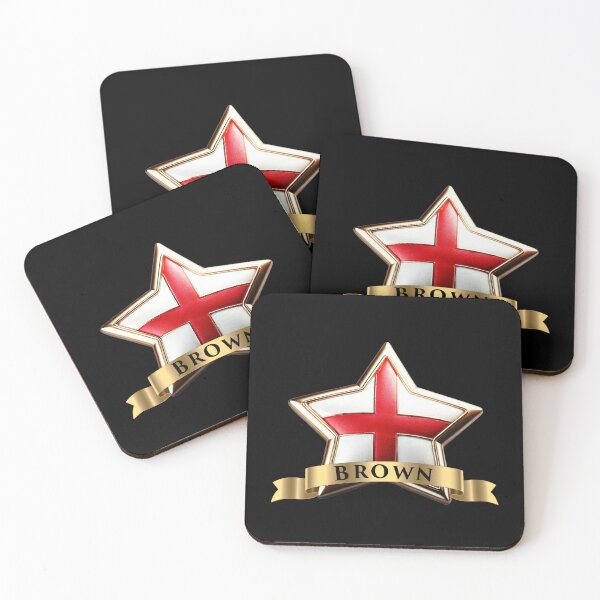 Item preview, Brown Star Emblem St George Cross & Gold Surname Banner designed and sold by Highlandkings.