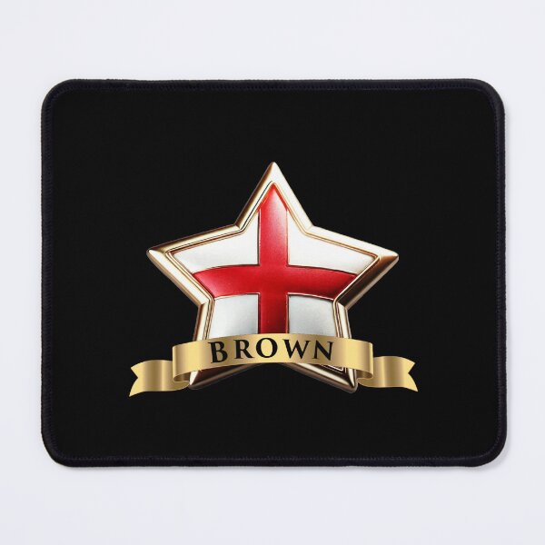 Item preview, Brown Star Emblem St George Cross & Gold Surname Banner designed and sold by Highlandkings.