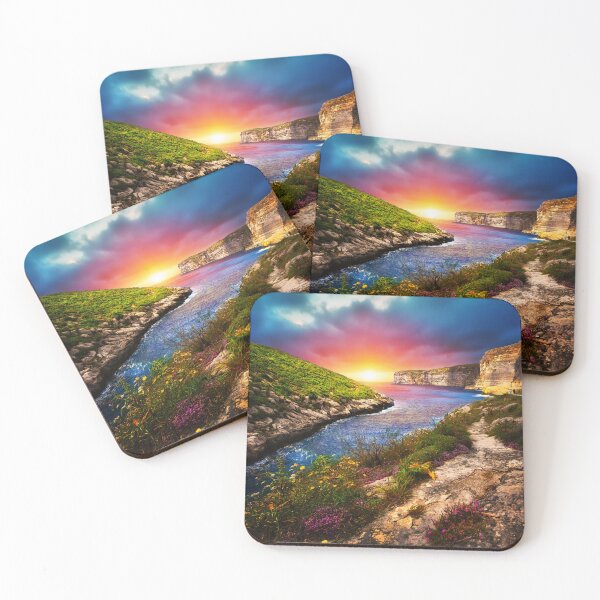 Item preview, Xlendi Bay with Luzzu at sunset - Gozo landscape designed and sold by TheArtistOf2022.