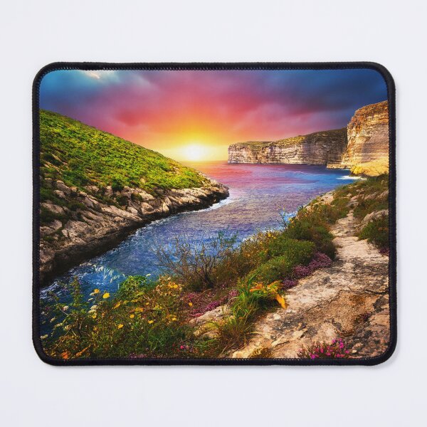 Item preview, Xlendi Bay with Luzzu at sunset - Gozo landscape designed and sold by TheArtistOf2022.