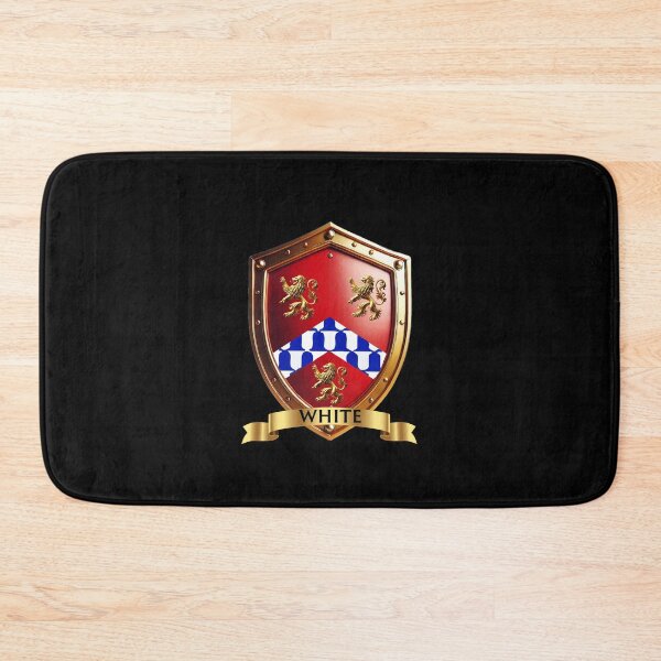 Item preview, White Crest Shield Blue Chevron & Golden Lions with Name Banner designed and sold by Highlandkings.