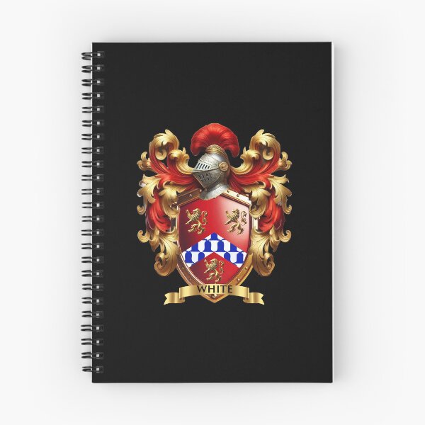 Item preview, White Family Crest Red Shield with Chequy Chevron & Golden Lions designed and sold by Highlandkings.