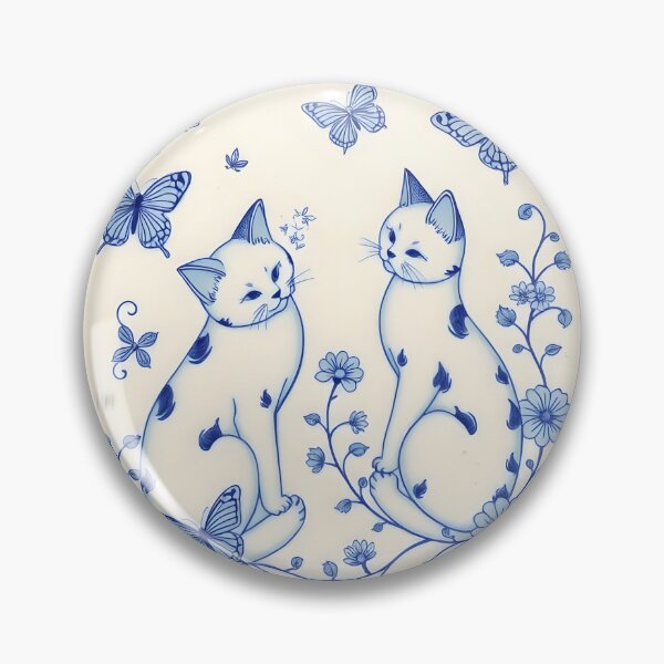 Item preview, Delftware porcelain tile with adorable cats scene  designed and sold by Ponted.