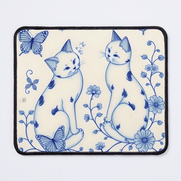 Item preview, Delftware porcelain tile with adorable cats scene  designed and sold by Ponted.
