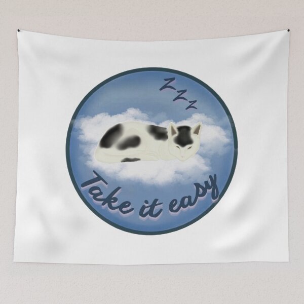 Item preview, Cloud Nap – Chill Cat Vibes - BLUE VERSION designed and sold by Selinaaa.