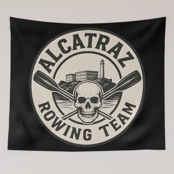 Item preview, Alcatraz Rowing Team Sticker – Skull & Oars Vintage Prison Design designed and sold by WAUZ.
