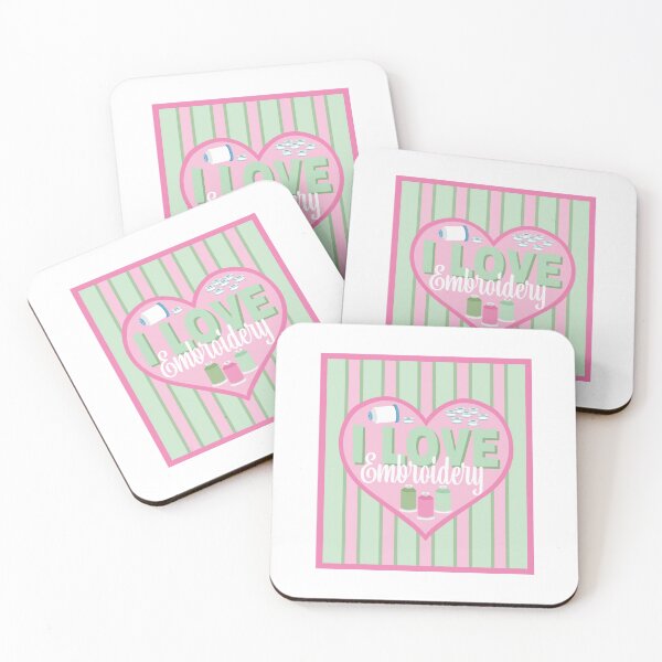 Item preview, Fabric Panels I Love Embroidery - APPLE AND PINK designed and sold by StellarFX.