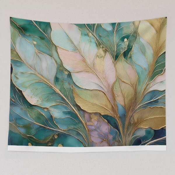 Item preview, Neutral VINTAGE leaves, boho beige wildflower watercolour garden, neutral beige and green alcohol ink effect, green leafy floral spring painting designed and sold by navitalidesign.