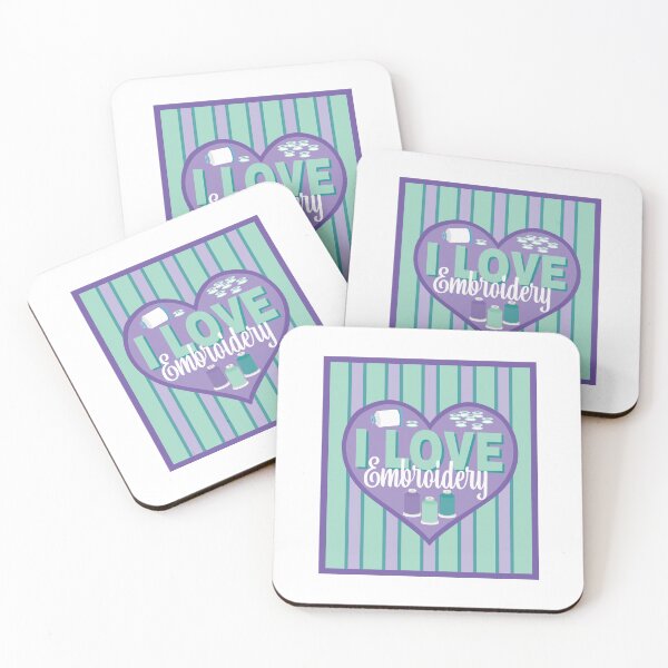 Item preview, Fabric Panels I Love Embroidery - LAVENDER AND MINT designed and sold by StellarFX.