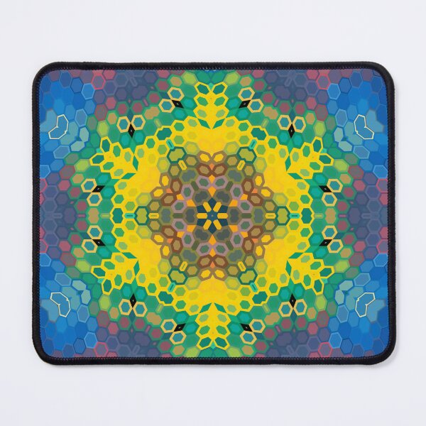 Item preview, Hex Mandala Yellow Blue and Pink designed and sold by WormholeOrbital.