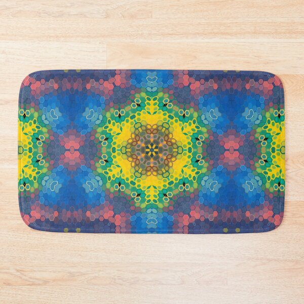 Item preview, Hex Mandala Yellow Blue and Pink designed and sold by WormholeOrbital.