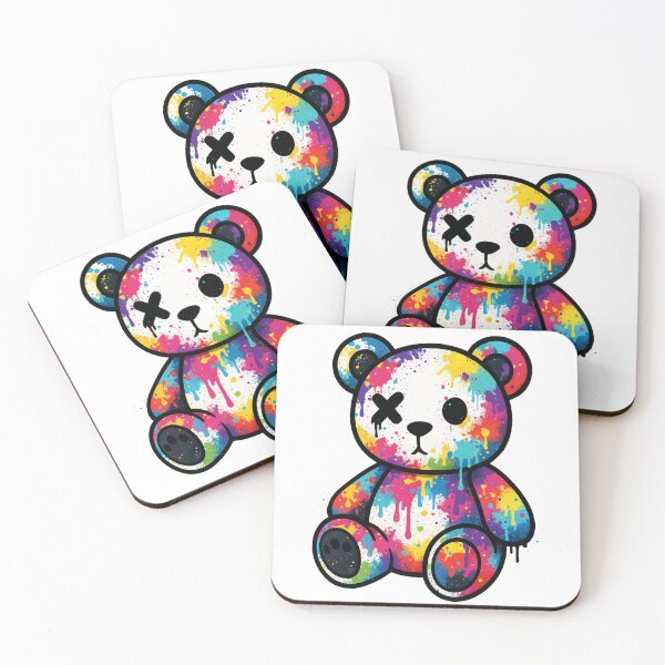 Item preview, Graffiti Splash Teddy Bear – Dripping Color Pop Art Toy – Urban Plush Graff Style designed and sold by VIBE CRAFT STUDIO.