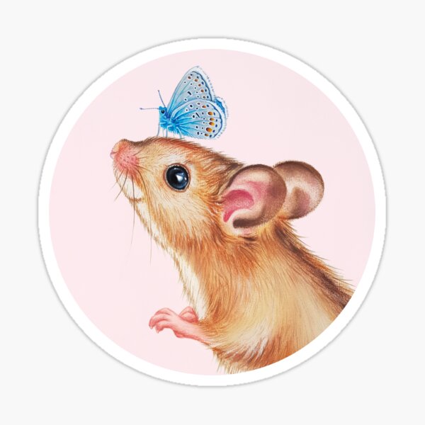 Mouse with butterfly by Maria Tiqwah Sticker