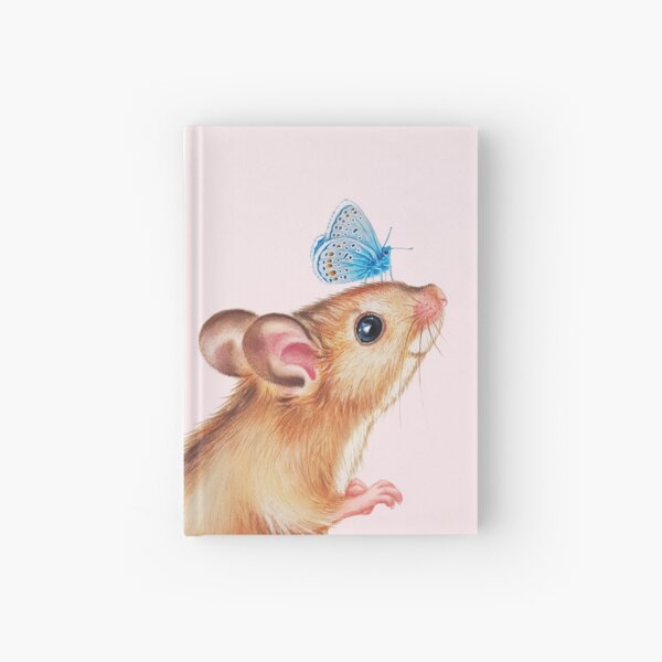 Mouse with butterfly by Maria Tiqwah Hardcover Journal
