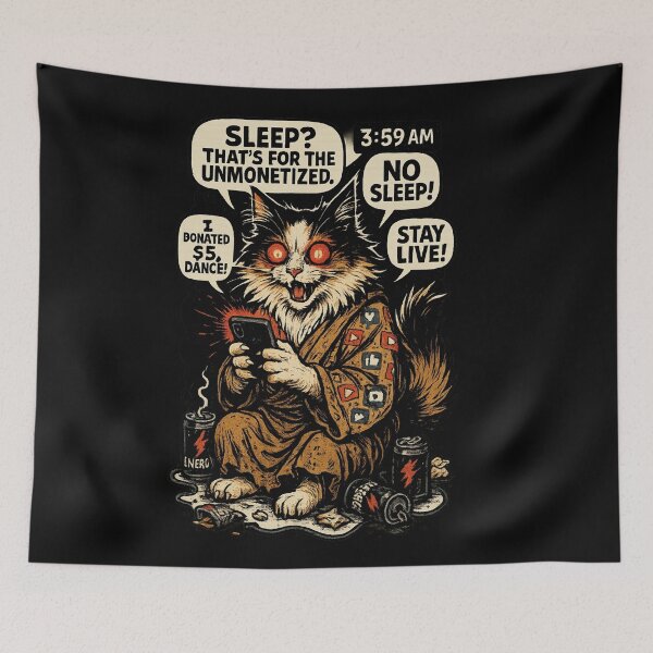 Item preview, Sleep Is for the Unmonetized – Kubil Cat Streaming Hell designed and sold by Kubiru.