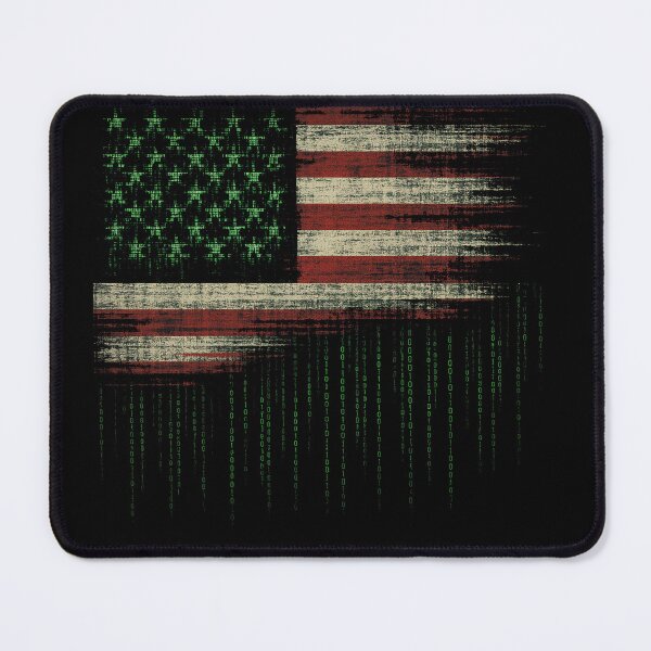 Item preview, US flag with binary code. With Glitch Hacking Effect – Distorted Digital Art designed and sold by charlypicazo.